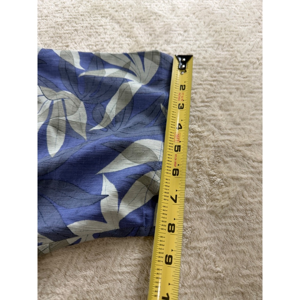 Tommy Bahama Mens Large 100% Silk Blue Green Leaf Print Camp Shirt Tropical L - Picture 15 of 16
